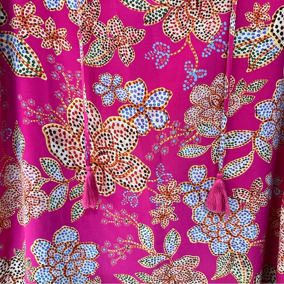 Johnny Was Vesna Floral 100% Silk Tunic Dress Pink Multi Boho Style Size Small - Picture 4 of 10